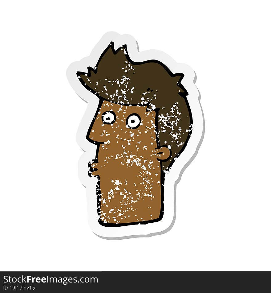 Retro Distressed Sticker Of A Cartoon Surprised Man