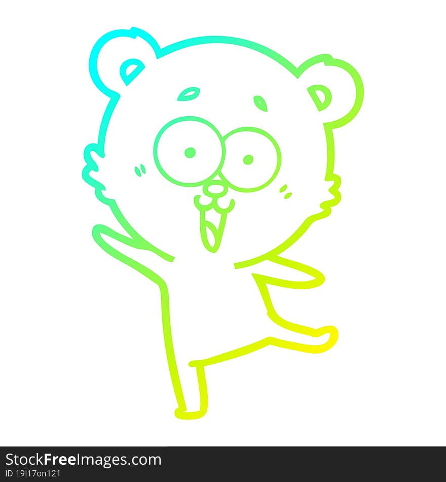 cold gradient line drawing of a laughing teddy  bear cartoon