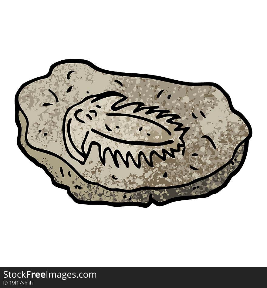 grunge textured illustration cartoon ancient fossil