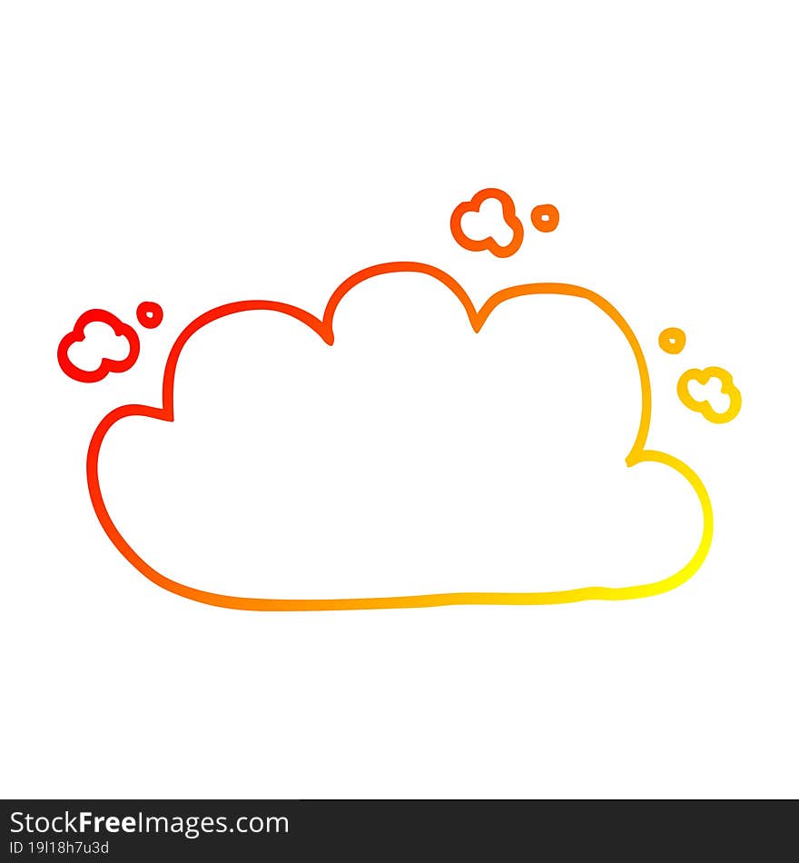 warm gradient line drawing of a cartoon white cloud