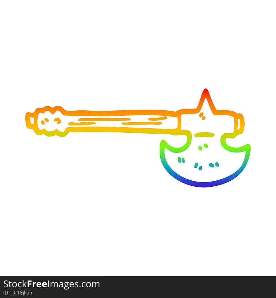 rainbow gradient line drawing cartoon medieval axe