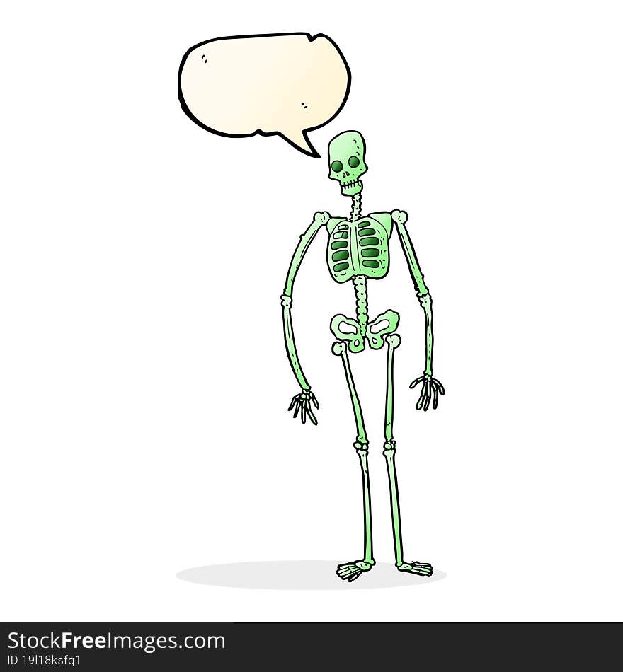 Cartoon Spooky Skeleton With Speech Bubble