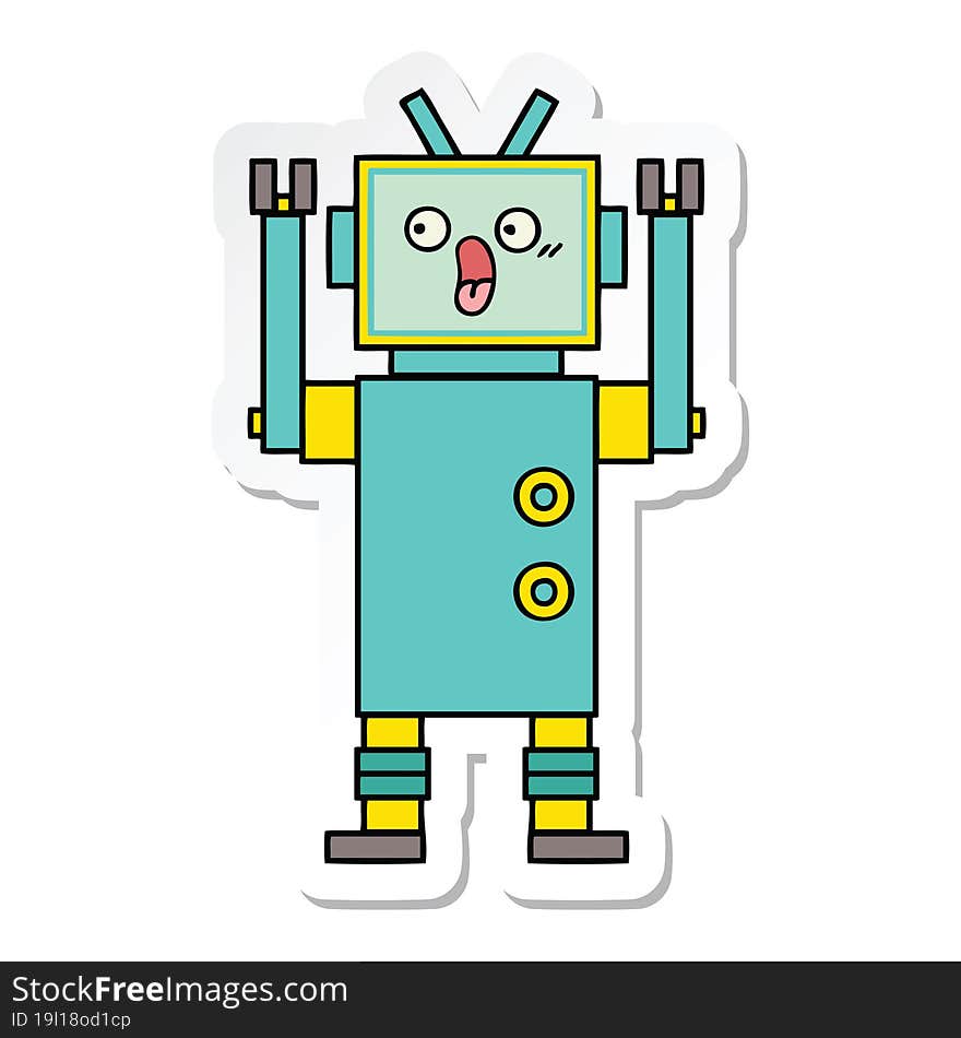 sticker of a cute cartoon robot