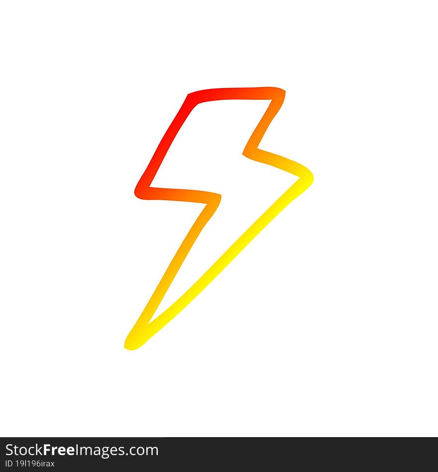 Warm Gradient Line Drawing Cartoon Lightning Bolt