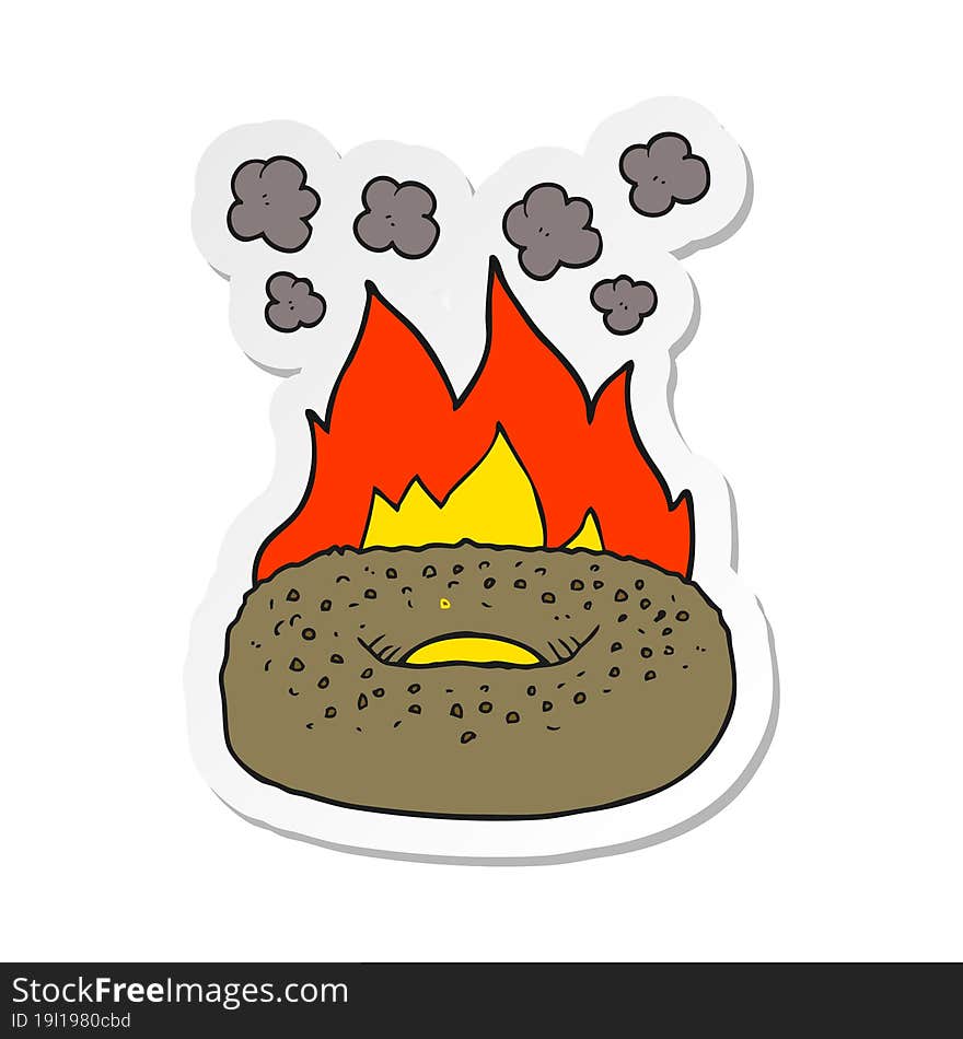 Sticker Of A Cartoon Bagel