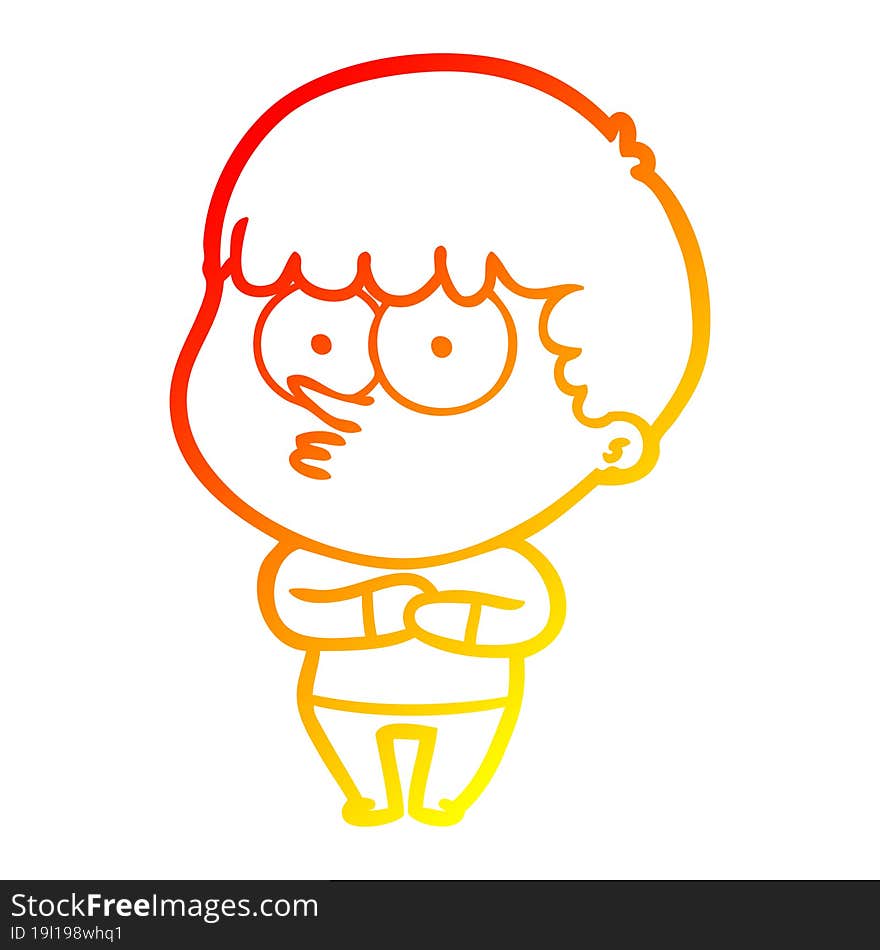 Warm Gradient Line Drawing Cartoon Curious Boy