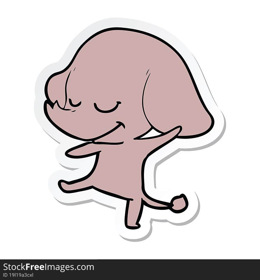 sticker of a cartoon smiling elephant