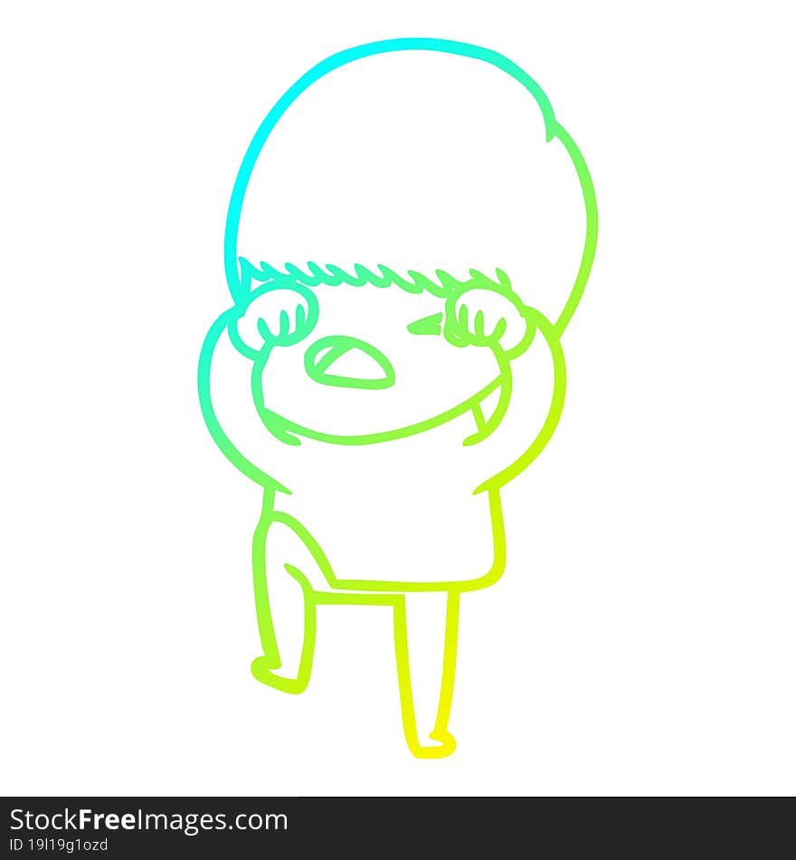 cold gradient line drawing cartoon stressed man