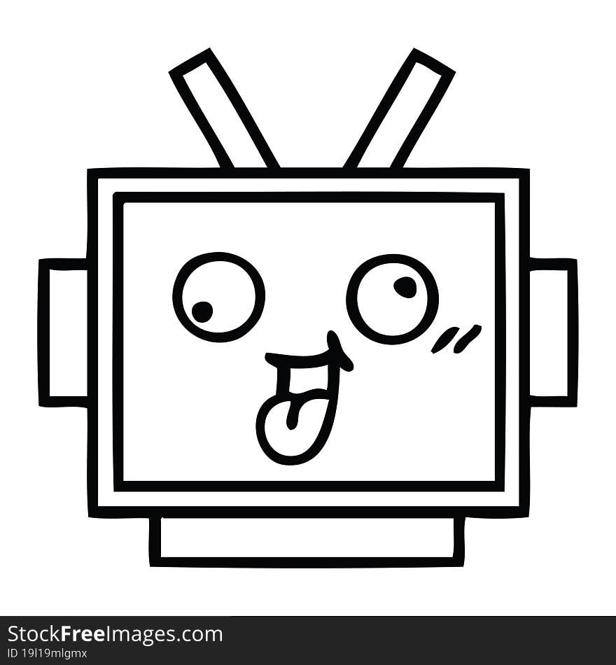 Line Drawing Cartoon Robot Head