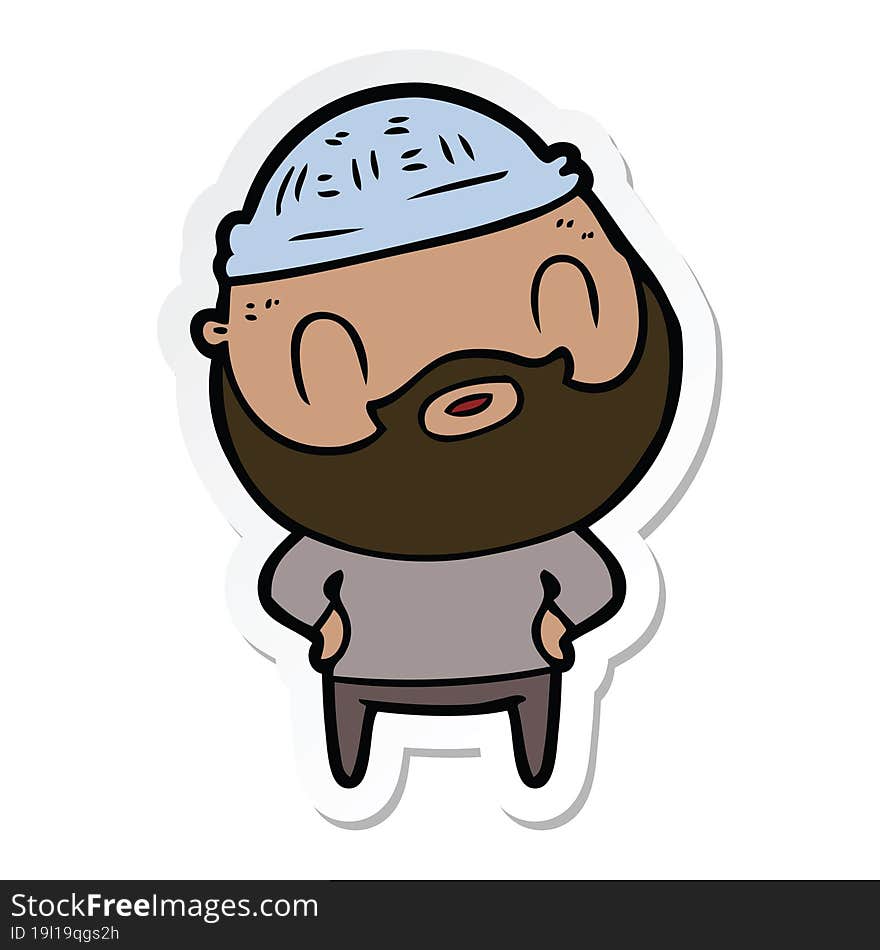 sticker of a cartoon bearded man