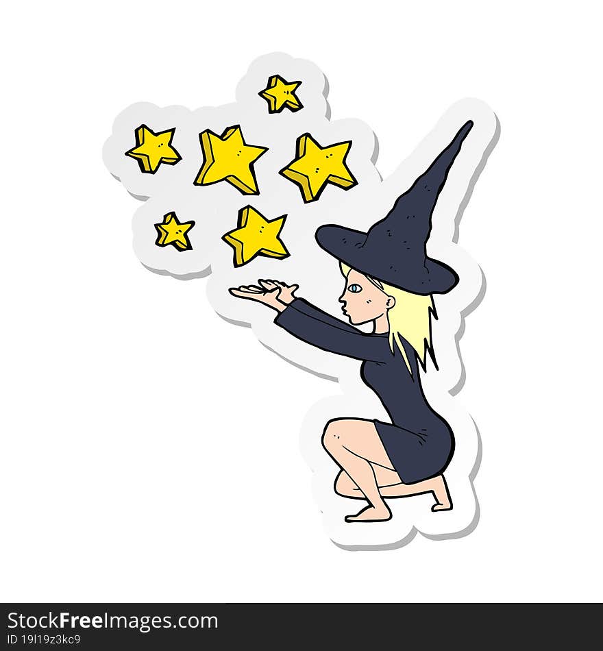 sticker of a cartoon halloween witch