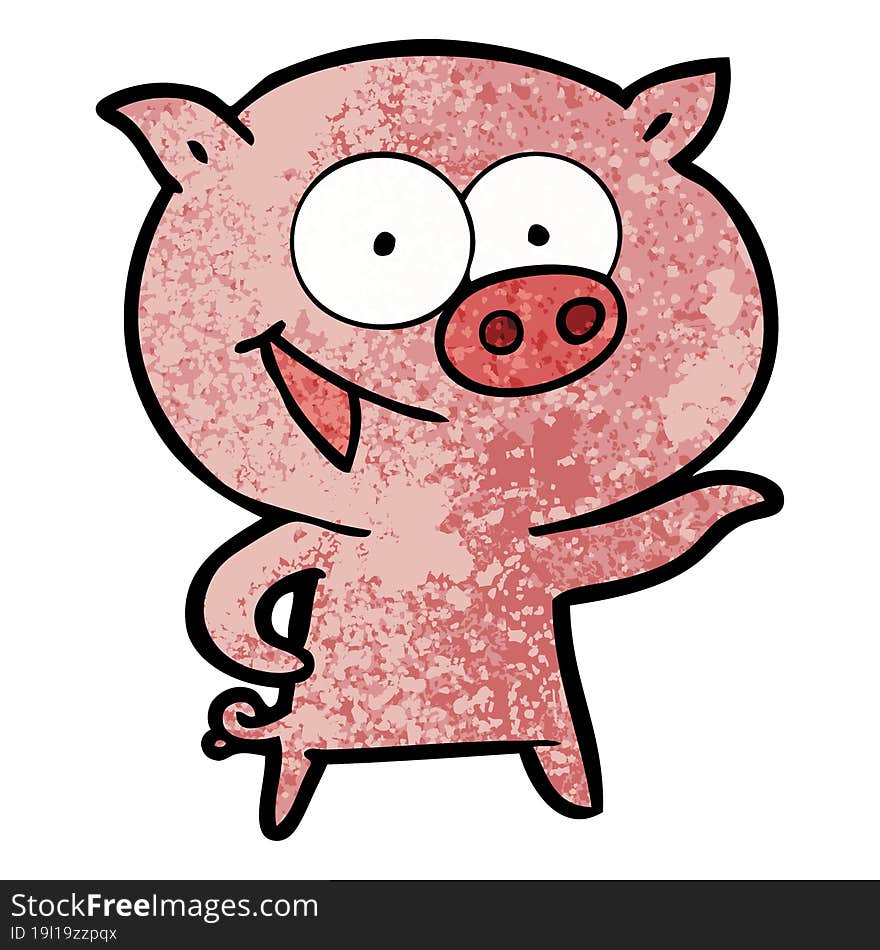 cheerful pig cartoon. cheerful pig cartoon