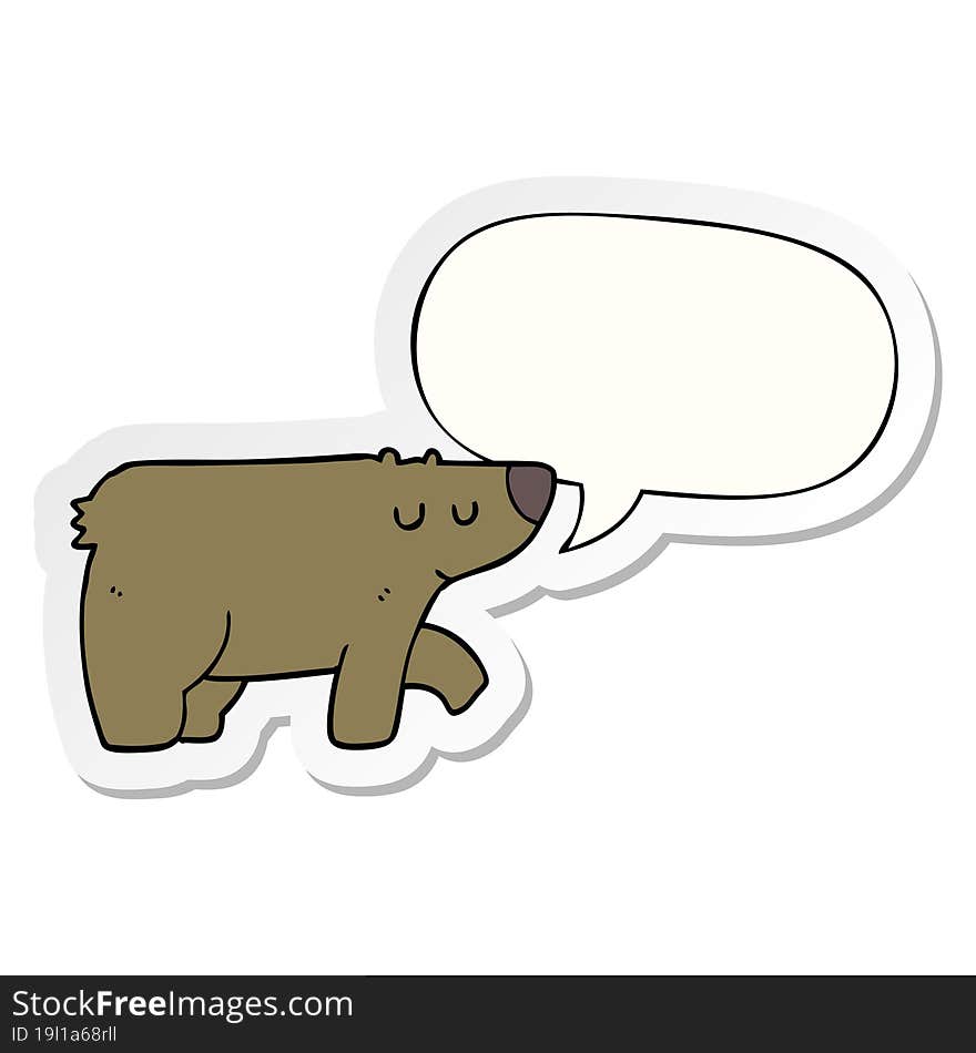 cartoon bear and speech bubble sticker