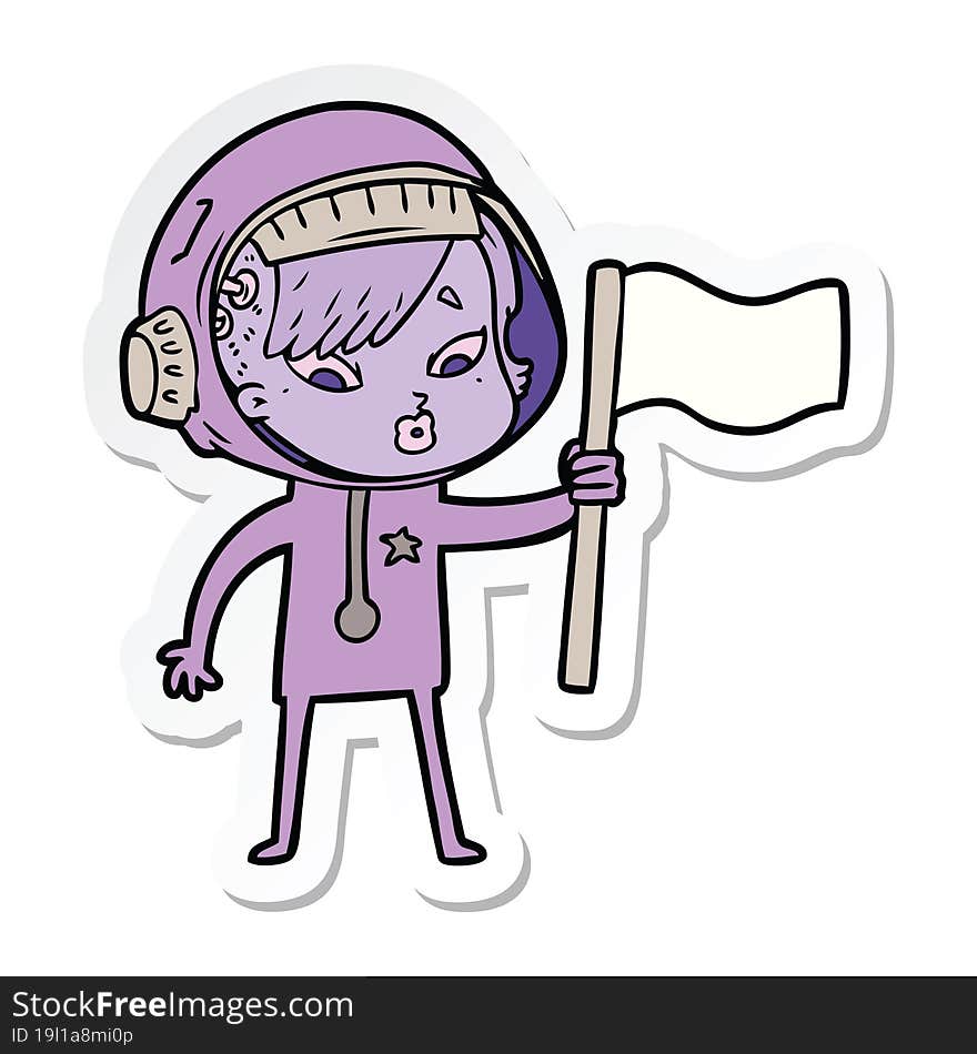 sticker of a cartoon astronaut woman