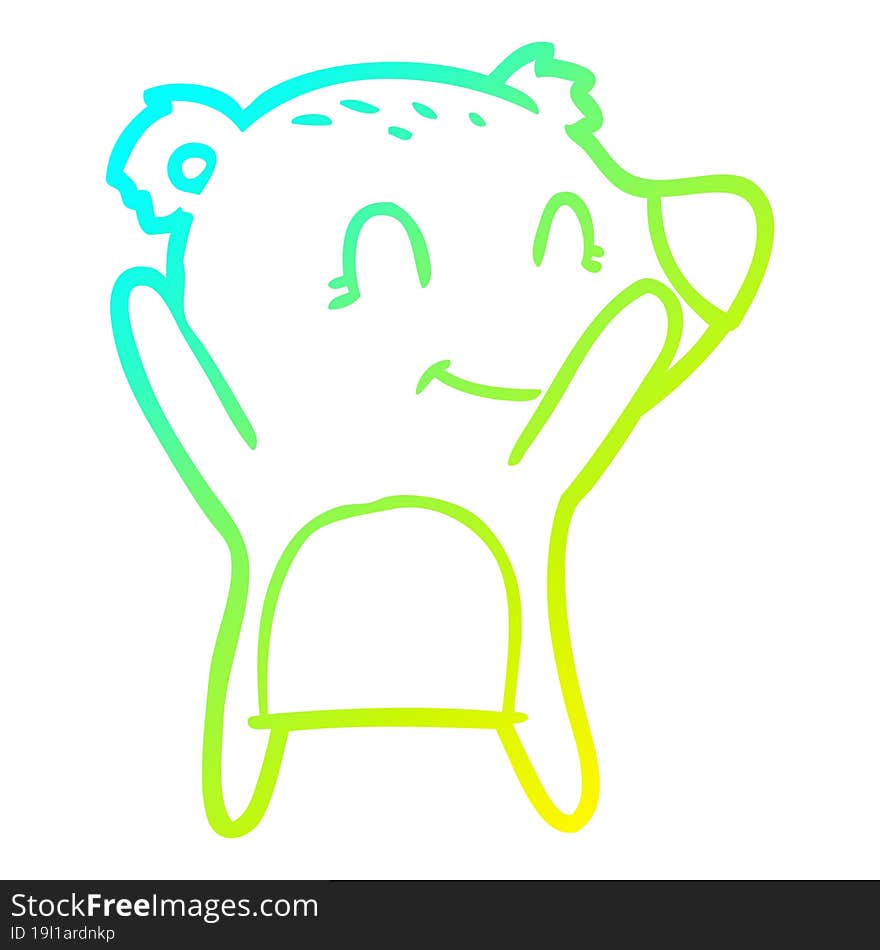 cold gradient line drawing smiling bear cartoon