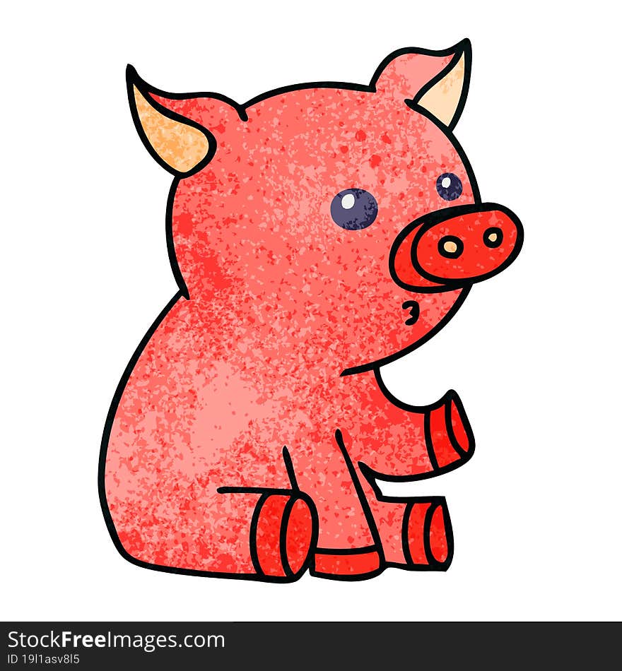 hand drawn quirky cartoon pig. hand drawn quirky cartoon pig