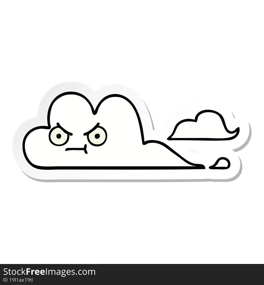 sticker of a cute cartoon white cloud