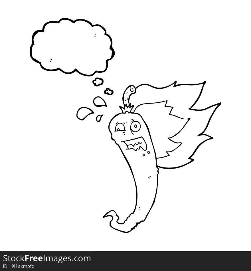 hot chilli pepper thought bubble cartoon