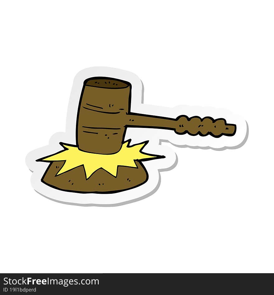 sticker of a cartoon gavel banging