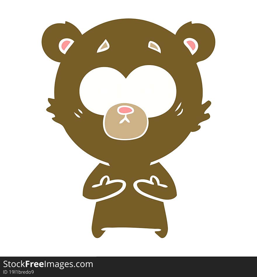 surprised bear flat color style cartoon