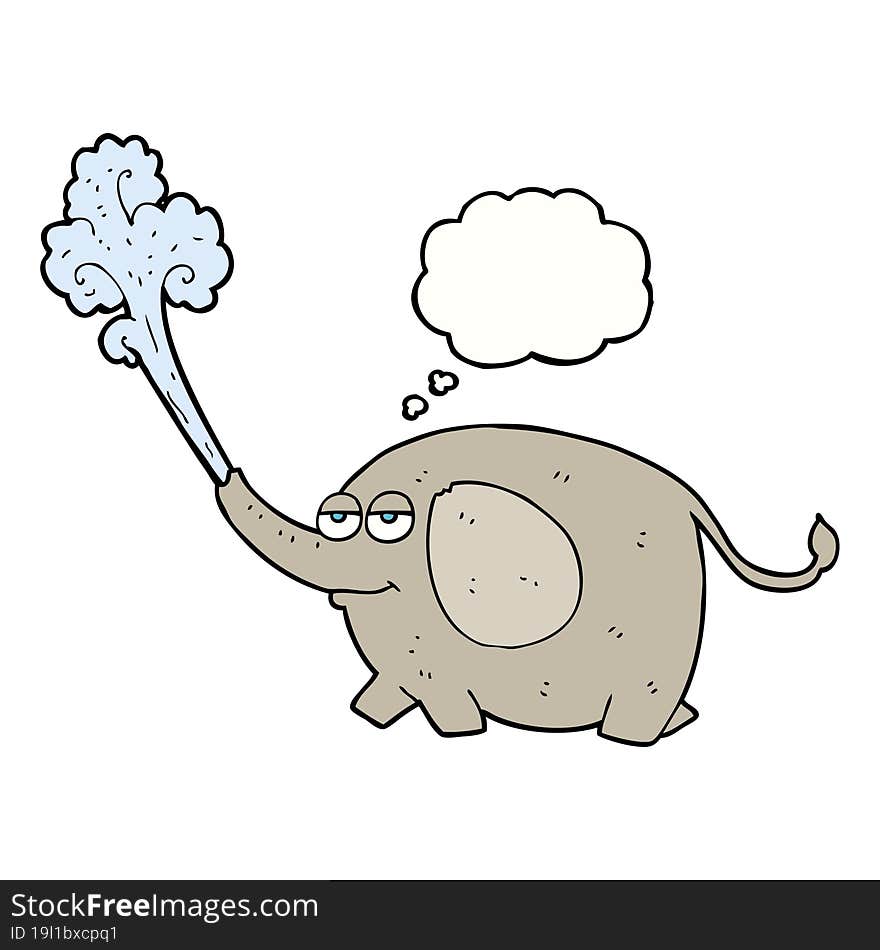 thought bubble cartoon elephant squirting water