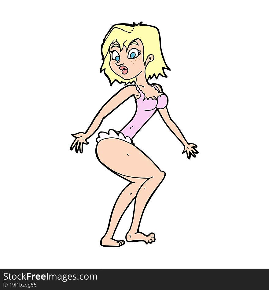 cartoon woman in lingerie