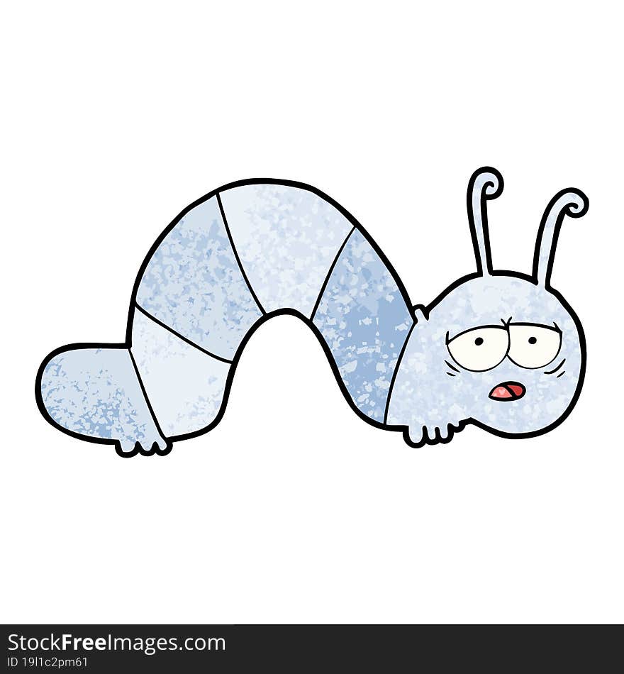 cartoon tired caterpillar. cartoon tired caterpillar