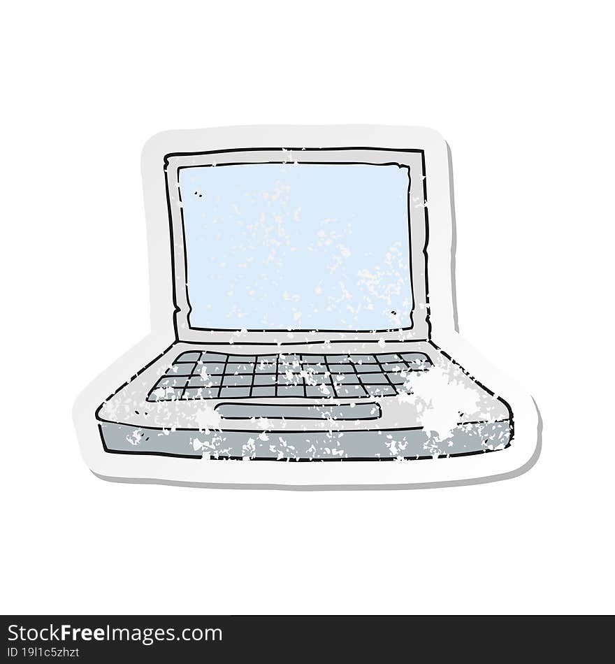 retro distressed sticker of a cartoon laptop computer