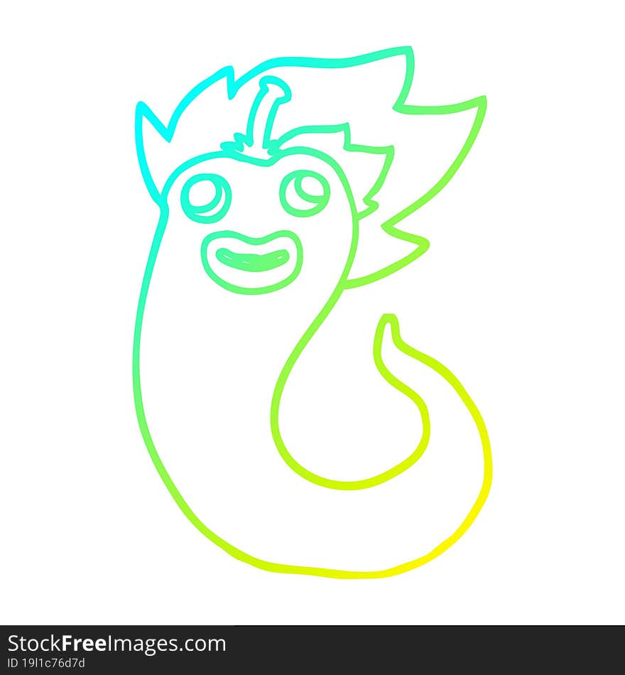 cold gradient line drawing of a cartoon hot chilly