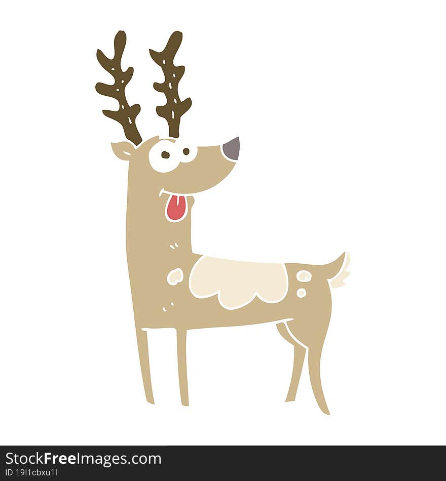 flat color illustration of a cartoon reindeer