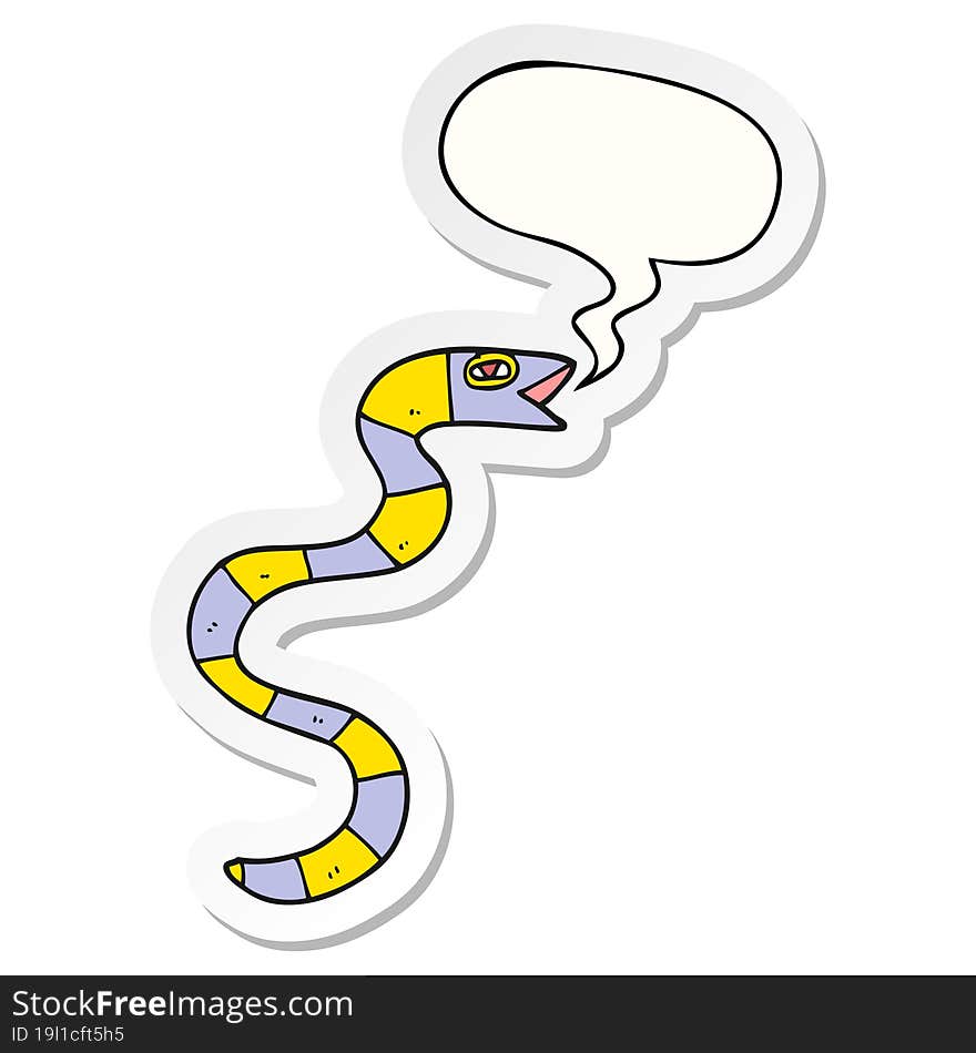 hissing cartoon snake and speech bubble sticker