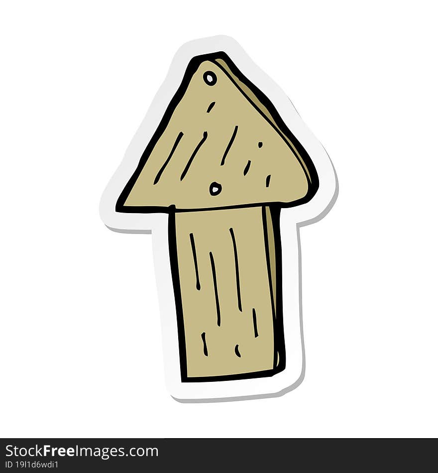 sticker of a cartoon wood arrow symbol