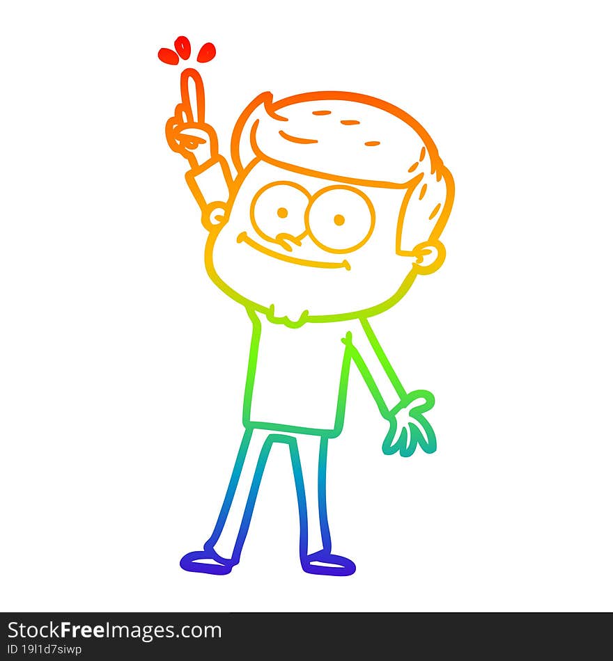 rainbow gradient line drawing cartoon smiling man