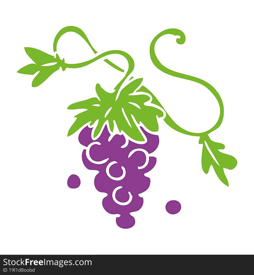 cartoon doodle of grapes on vine