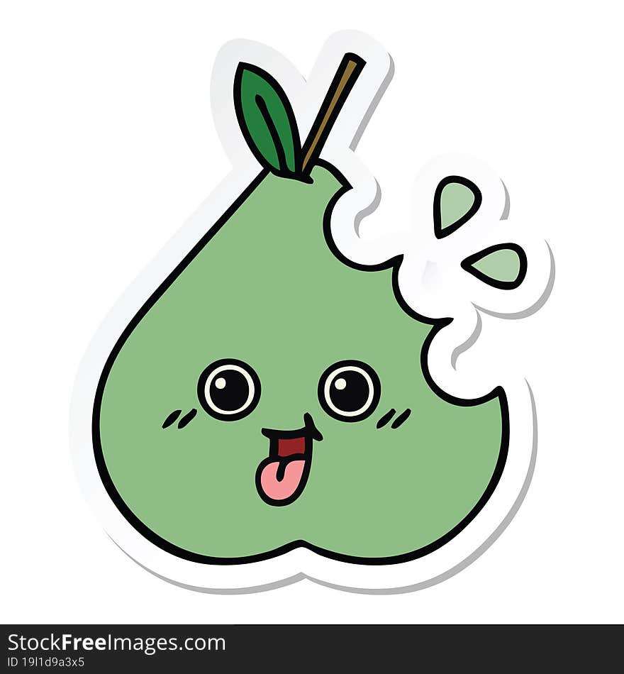 Sticker Of A Cute Cartoon Pear