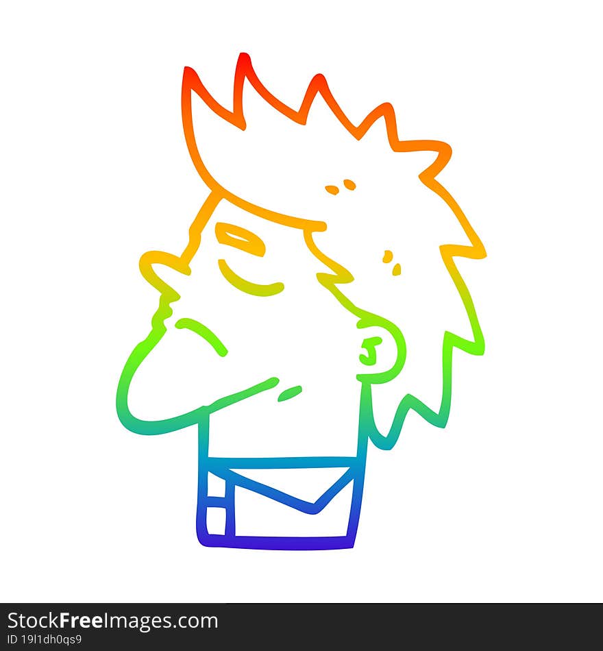 Rainbow Gradient Line Drawing Cartoon Arrogant Man