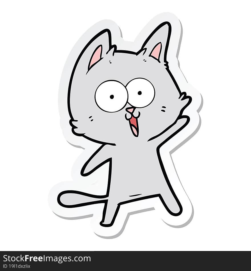 Sticker Of A Funny Cartoon Cat