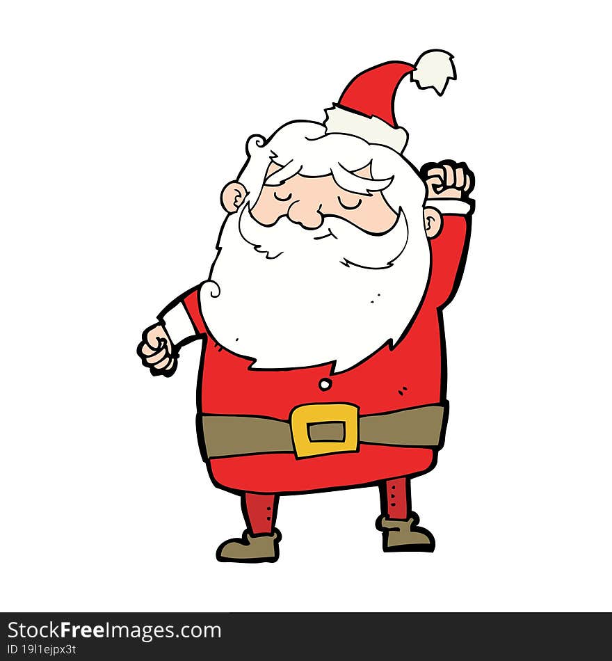 cartoon santa claus punching air