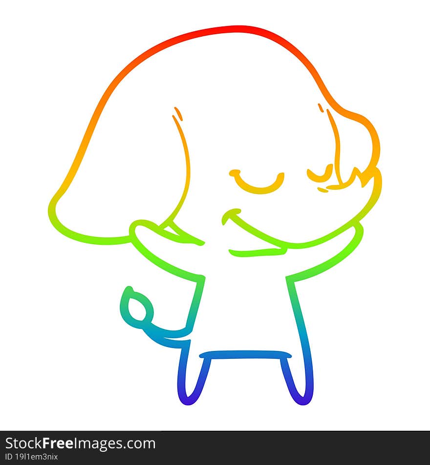 rainbow gradient line drawing cartoon smiling elephant