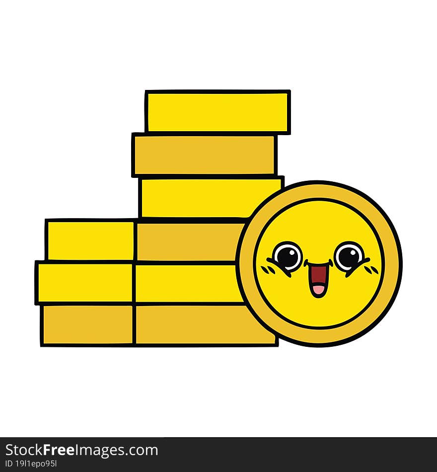 cute cartoon of a coins. cute cartoon of a coins