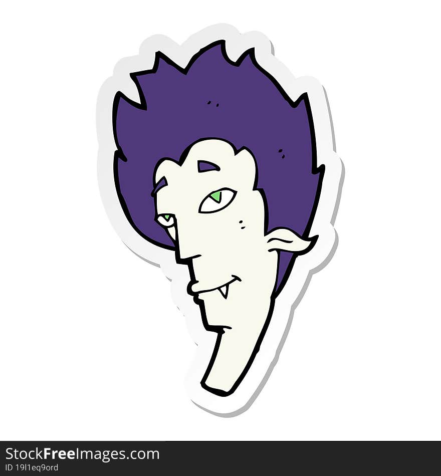 sticker of a cartoon vampire head