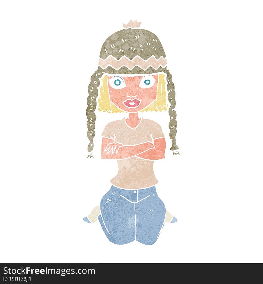 cartoon woman wearing hat