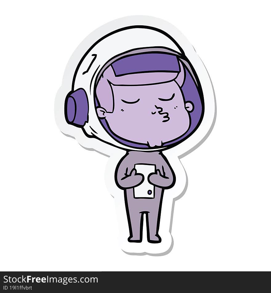 sticker of a cartoon confident astronaut