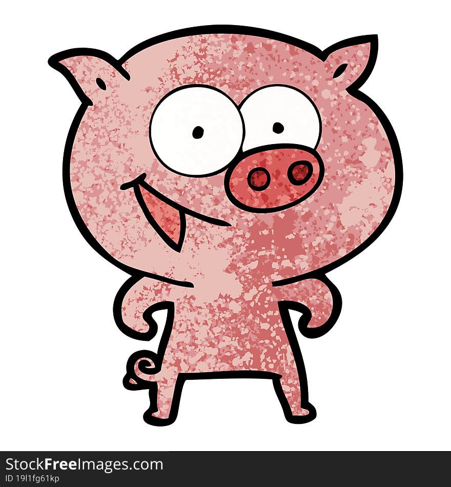 cheerful pig cartoon. cheerful pig cartoon