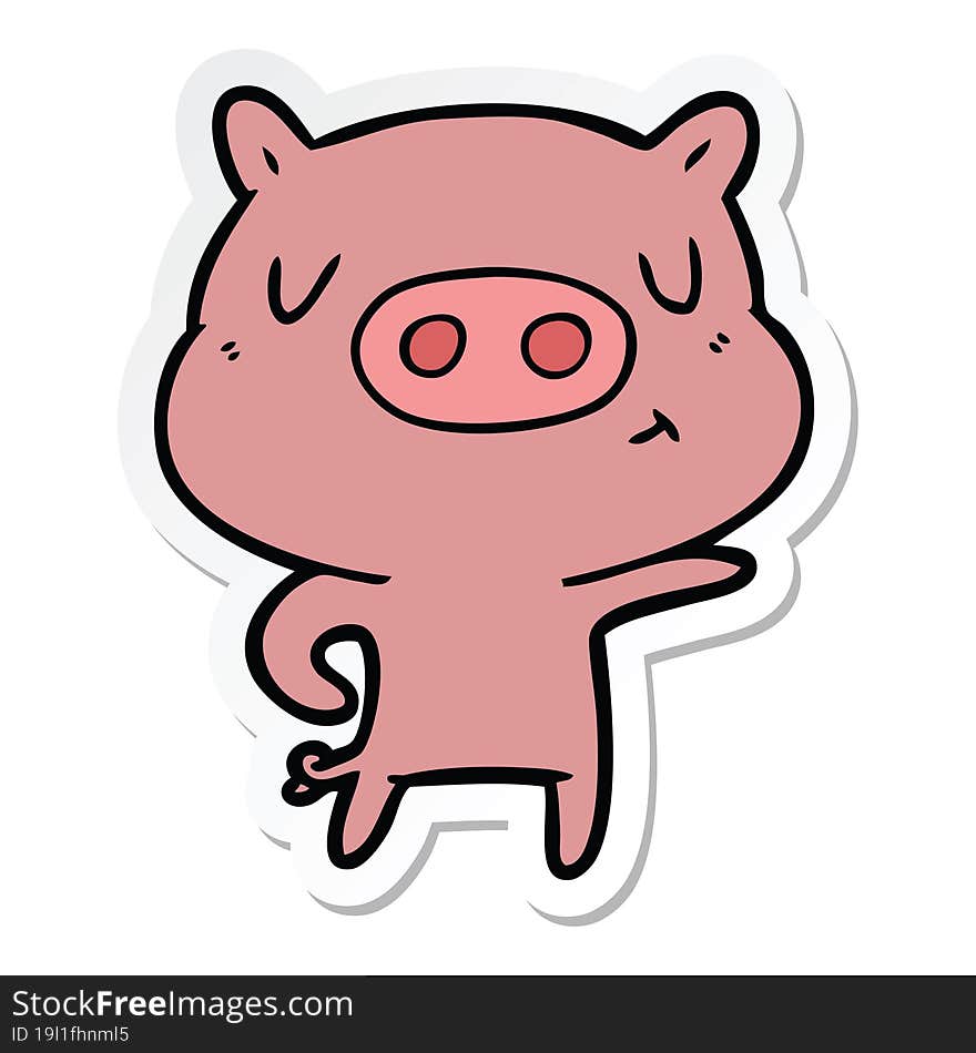 sticker of a cartoon pig pointing