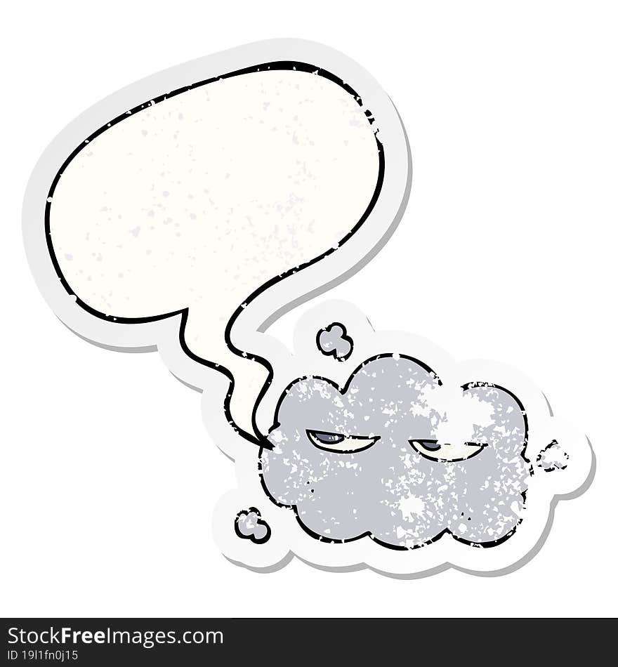 Cute Cartoon Cloud And Speech Bubble Distressed Sticker