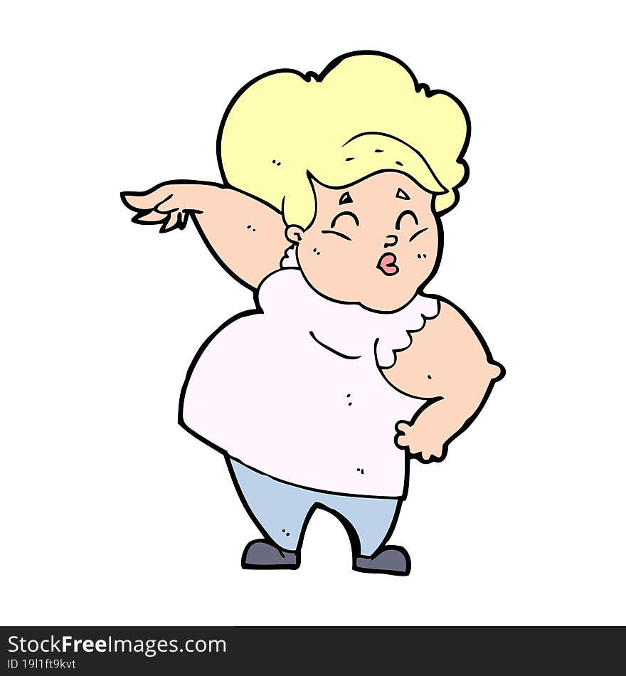 Cartoon Happy Overweight Lady