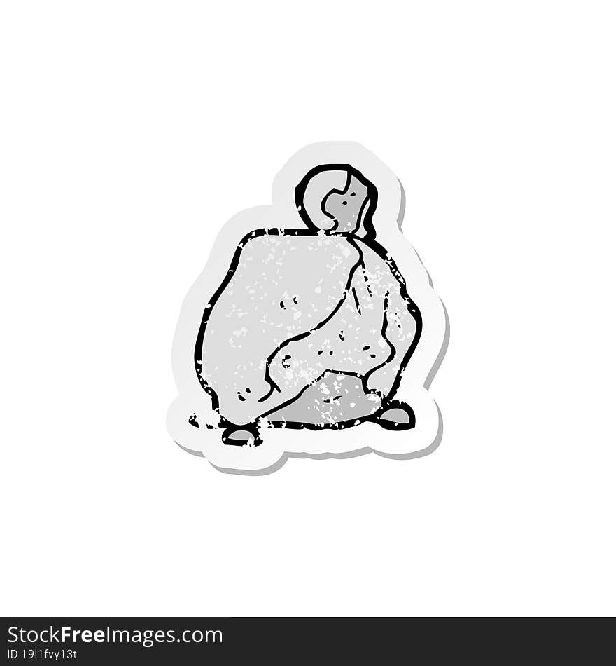 Retro Distressed Sticker Of A Cartoon Rock