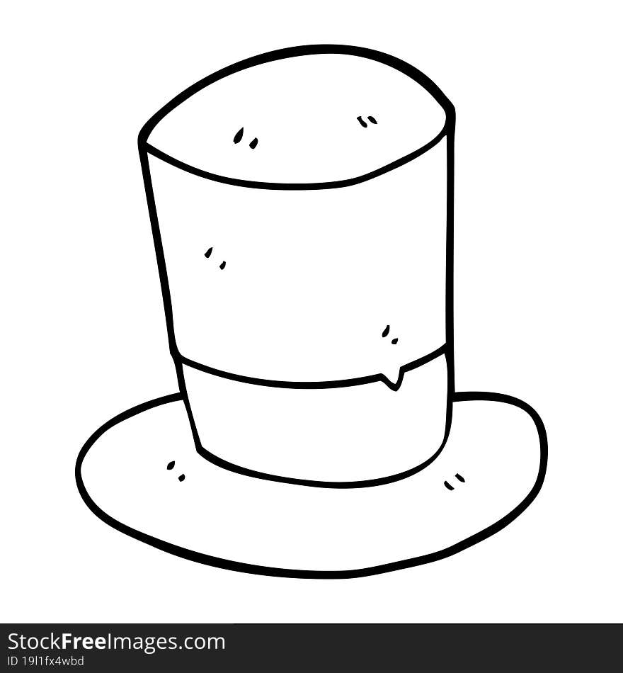 line drawing cartoon top hat