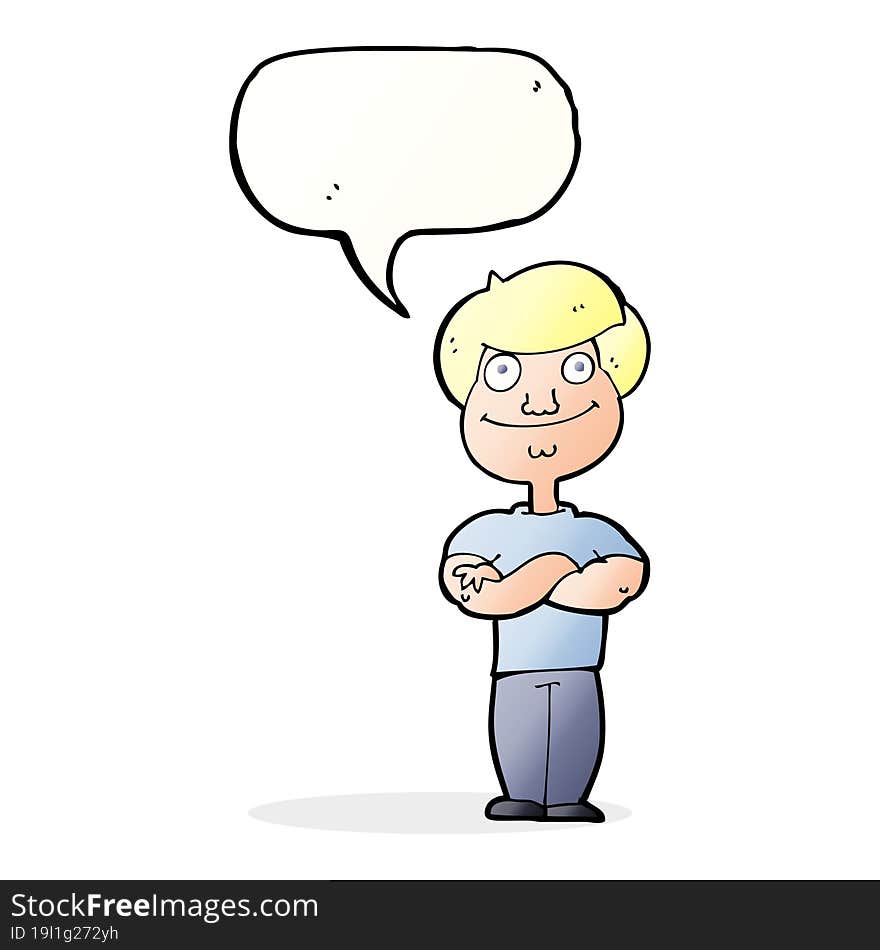 Cartoon Happy Man With Speech Bubble